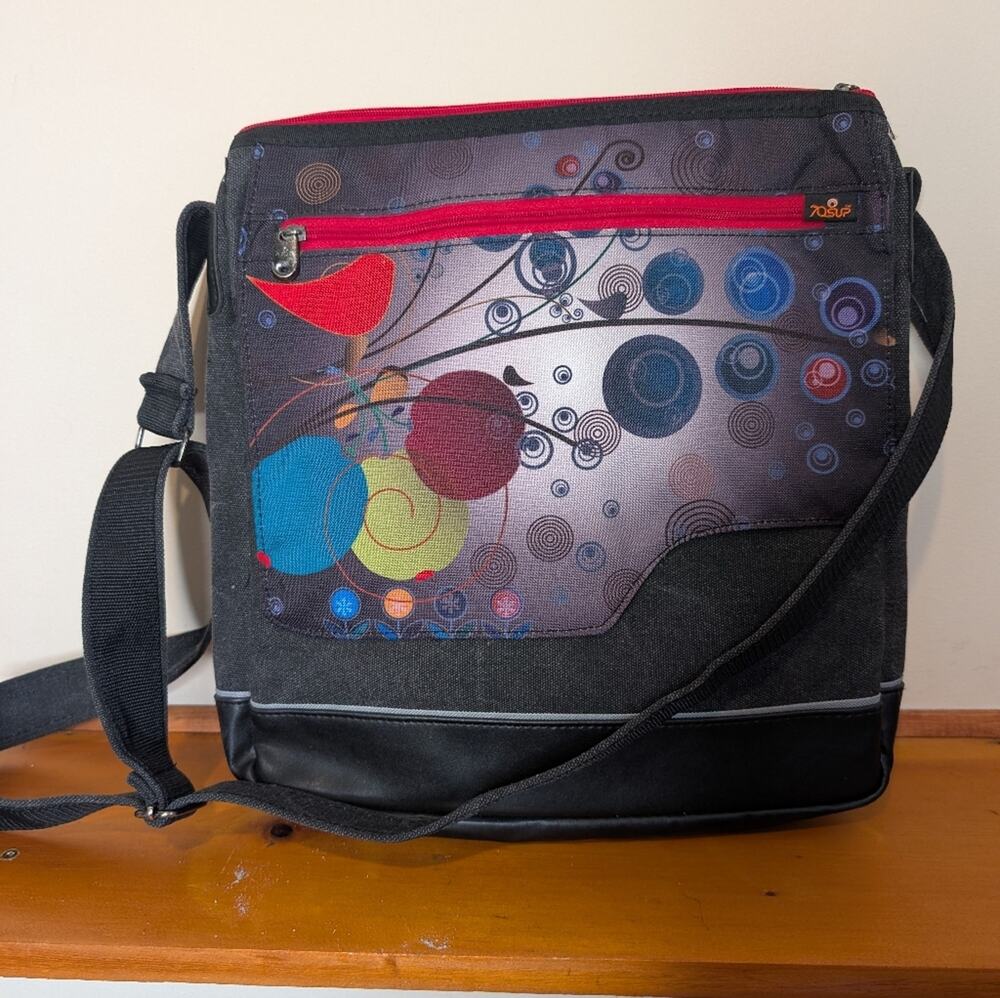 70s UP Crossbody Messenger Bag Gray Multicolor One Size